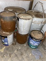 Two buckets, five cans of paint