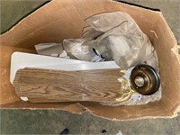 Box with ceiling fan and parts, may be missing