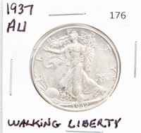 1937-P/AU WALKING LIBERTY HALF DOLLAR