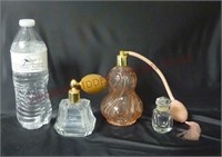 Vintage Pink & Clear Perfume Bottles ~ 3