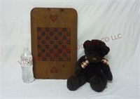 Wood Checkerboard & Soft Classics Russ Berrie Bear