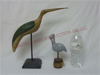 Wooden Bird Sculptures ~ 2 ~ 12" tall & 7" Tall