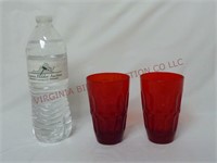 Fostoria Mesa Red Thumbprints Juice Glasses ~ 2