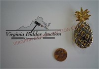 Liz Claiborne Signed LC Pineapple Brooch Pin