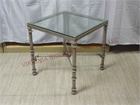 Industrial Style Glass Topped Side Table
