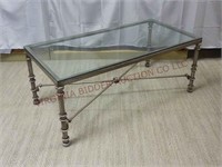 Industrial Style Glass Topped Coffee Table
