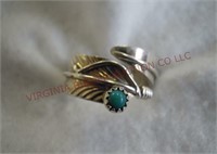 Navajo Feather Ring ~ Marked CC Sterling
