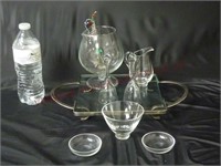 Silver Plate Stand & Cocktail Glassware