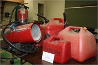 Gas Cans, Propane Heater, Fire Extinguisher