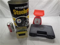 Pittsburg Steelers Trashcan, Kitchen Scale, Tapes