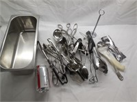 Stainless Steel Serving Tray & Serving Tongs