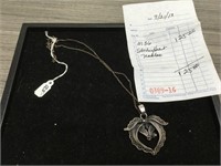 Antique Spanish sterling heart necklace