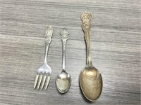 Three silver plate collector spoons