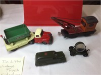 Tin Litho vintage truck side dump and other