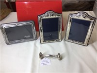 Three sterling silver picture frames 3”x5”)and