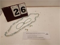 Green Bead Necklace, Bracelet, Earrings