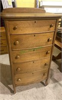 Antique tiger oak dresser - tall chest of