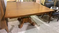 Solid oak dining table - with large pedestal base