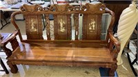 Chinese hardwood bench sofa,  with intricately