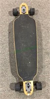 Longboard skateboard, stickers on the bottom,