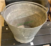 Heavy duty galvanized steel ash bucket, with a