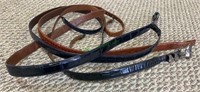 4 Alligator belts, one with a marked sterling