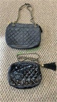 2 Marked Chanel black leather purses, one patent