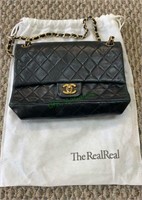Marked Chanel bag purse, quilted diamond black
