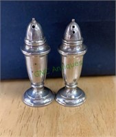 Miniature pair sterling silver salt and pepper