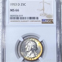 1953-D Washington Silver Quarter NGC - MS66