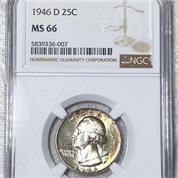 1946-D Washington Silver Quarter NGC - MS66