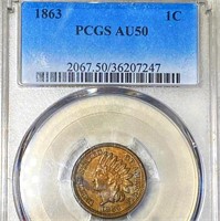 1863 Indian Head Penny PCGS - AU50