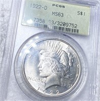 1922-D Silver Peace Dollar PCGS - MS63