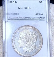 1887-S Morgan Silver Dollar NNC - MS 63 PL