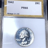 1942 Washington Silver Quarter PCI - PR65