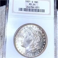 1921-S Morgan Silver Dollar NGC - MS64