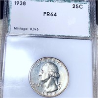 1938 Washington Silver Quarter PCI - PR64