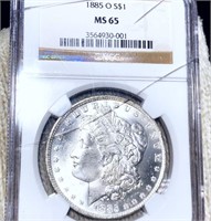1885-O Morgan Silver Dollar NGC - MS65