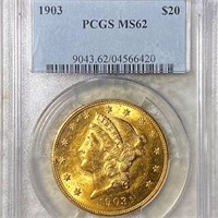 1903 $20 Gold Double Eagle PCGS - MS62