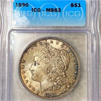 1890 Morgan Silver Dollar ICG - MS63
