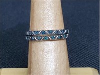 .925 Sterling Silver Blue Diamond Bands