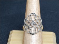 .925 Sterling Silver Marcasite Ring