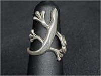 .925 Sterling Silver Signed Gecko Ring