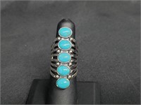 .925 Sterling Silver Signed Turquoise Ring