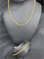 .925 Sterl Silv Braided Necklace/Bracelet Combo