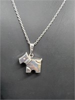 .925 Sterling Silver Yorkie Pendant & Chain
