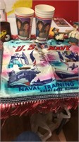 Star Trek cups and naval training flag with