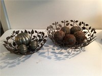 Pair of Metal Bowls with Balls