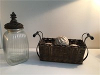 Gallon Glass Jar & Basket of Balls