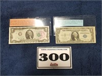 1935 one dollar and 1976 two dollar bills